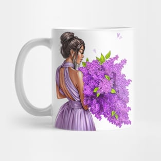 Brunette Lilac Flowers Mug